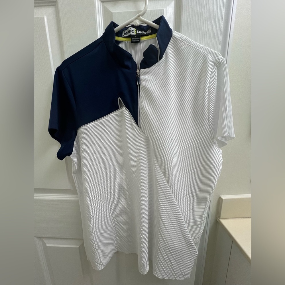 Jamie Sadock Navy and White Zip-Up Top